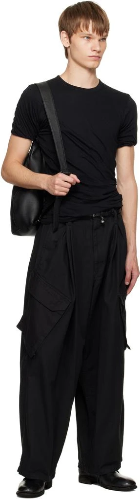 YOHJI YAMAMOTO Black Tuck Sling Medium Bag 4