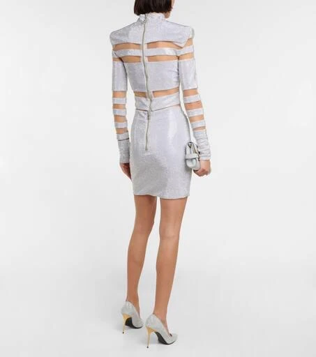 Balmain Mesh-paneled embellished top 3