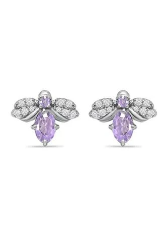 Belk 
Co. 7/8 ct. t.w. Amethyst and White Topaz Bee Earrings, Sterling Silver