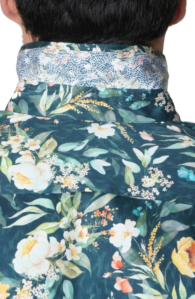 Robert Graham Floral Green Print Cotton Button-Up Shirt 3