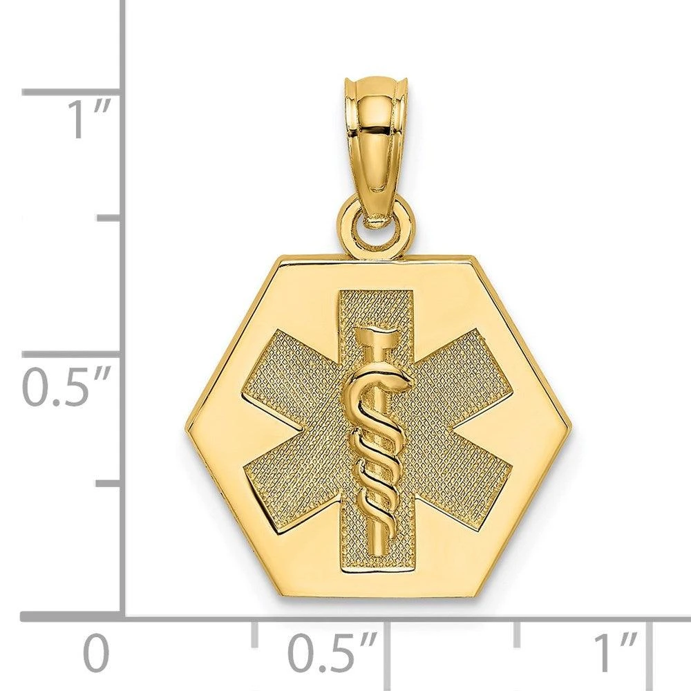 Diamond2Deal 14k Yellow Gold Caduceus Textured Back Medical Charm Pendant 3