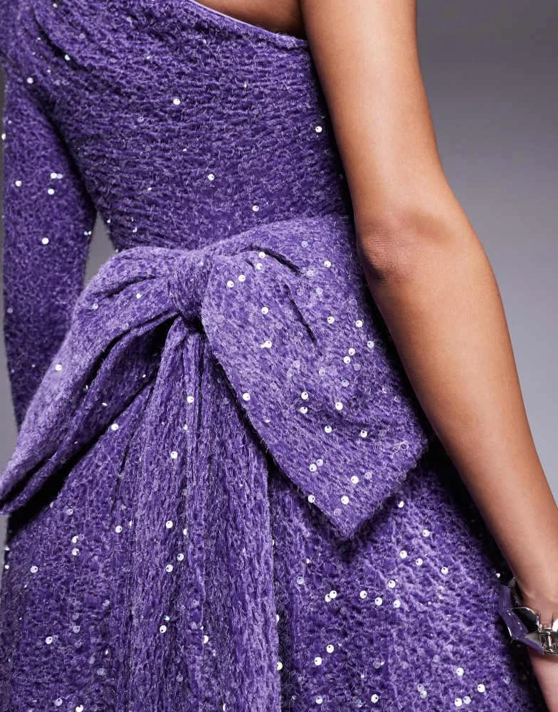 open lace back dress Rent Asos Edition Sequin Wrap Midi Dress In Floral Sequin In Purple