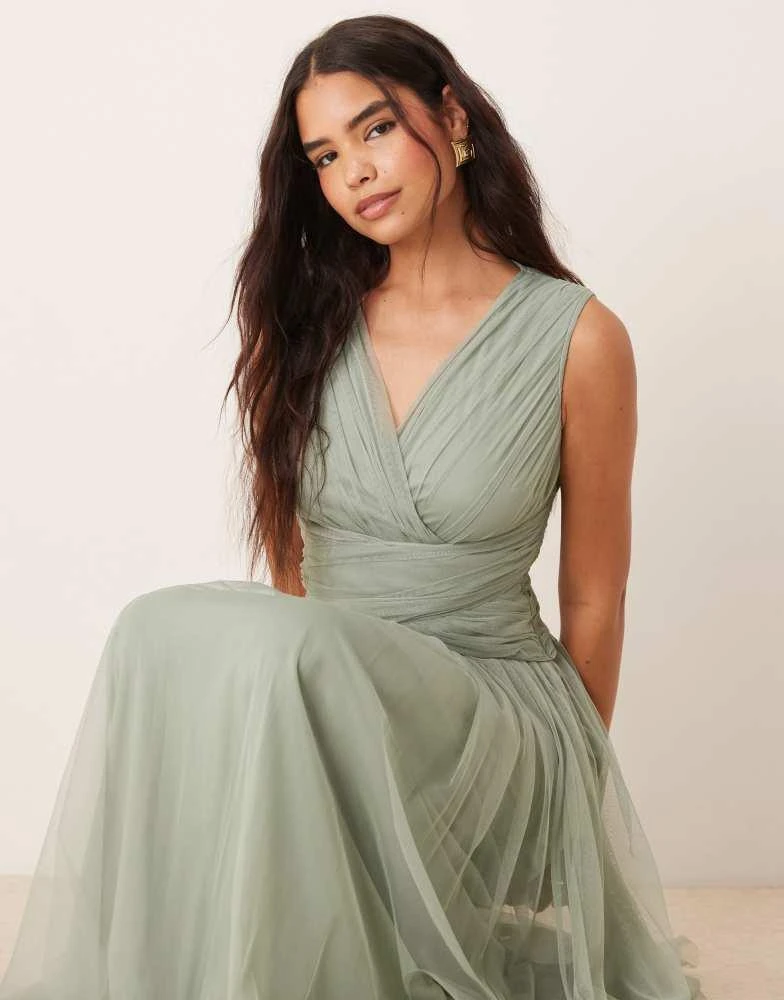 Shop Anaya Sleeveless v neck bridesmaid maxi dress in frosty green