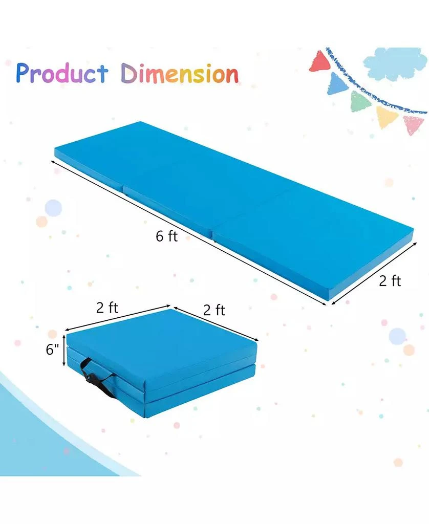 SUGIFT 6 x 2 FT Tri-Fold Gym Mat with Handles and Removable Zippered Cover-Blue 5