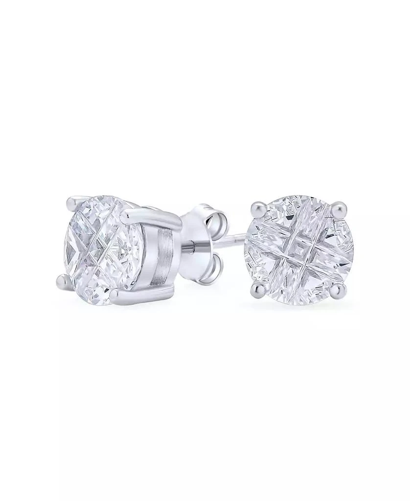 Bling Jewelry 3CT Round Solitaire Cut Cubic Zirconia Invisible Cut Stud Earrings Sterling Silver