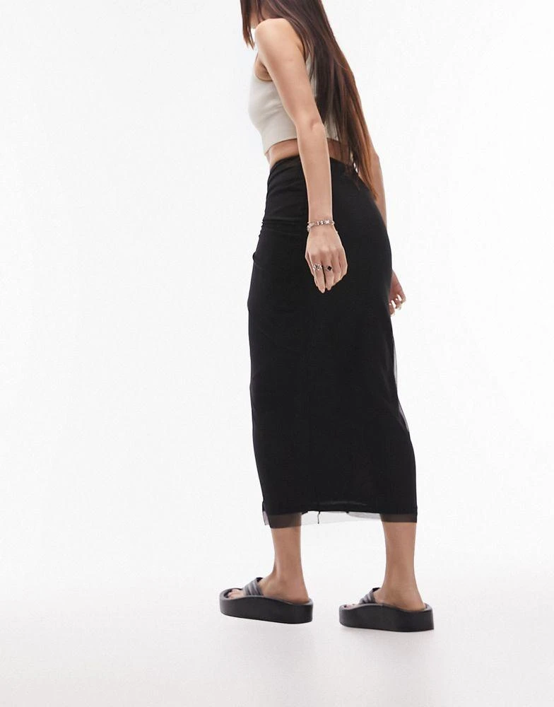 Topshop Topshop knot detail midi skirt in black 4