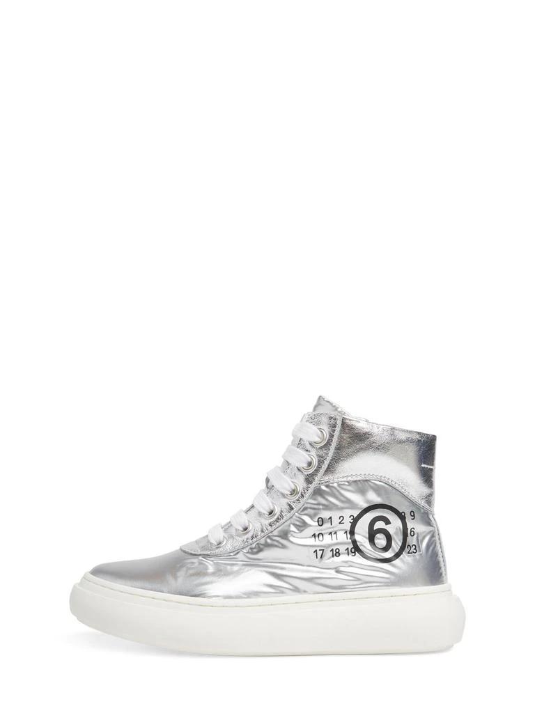 MM6 MAISON MARGIELA Logo Print Leather Zip-up Sneakers 1