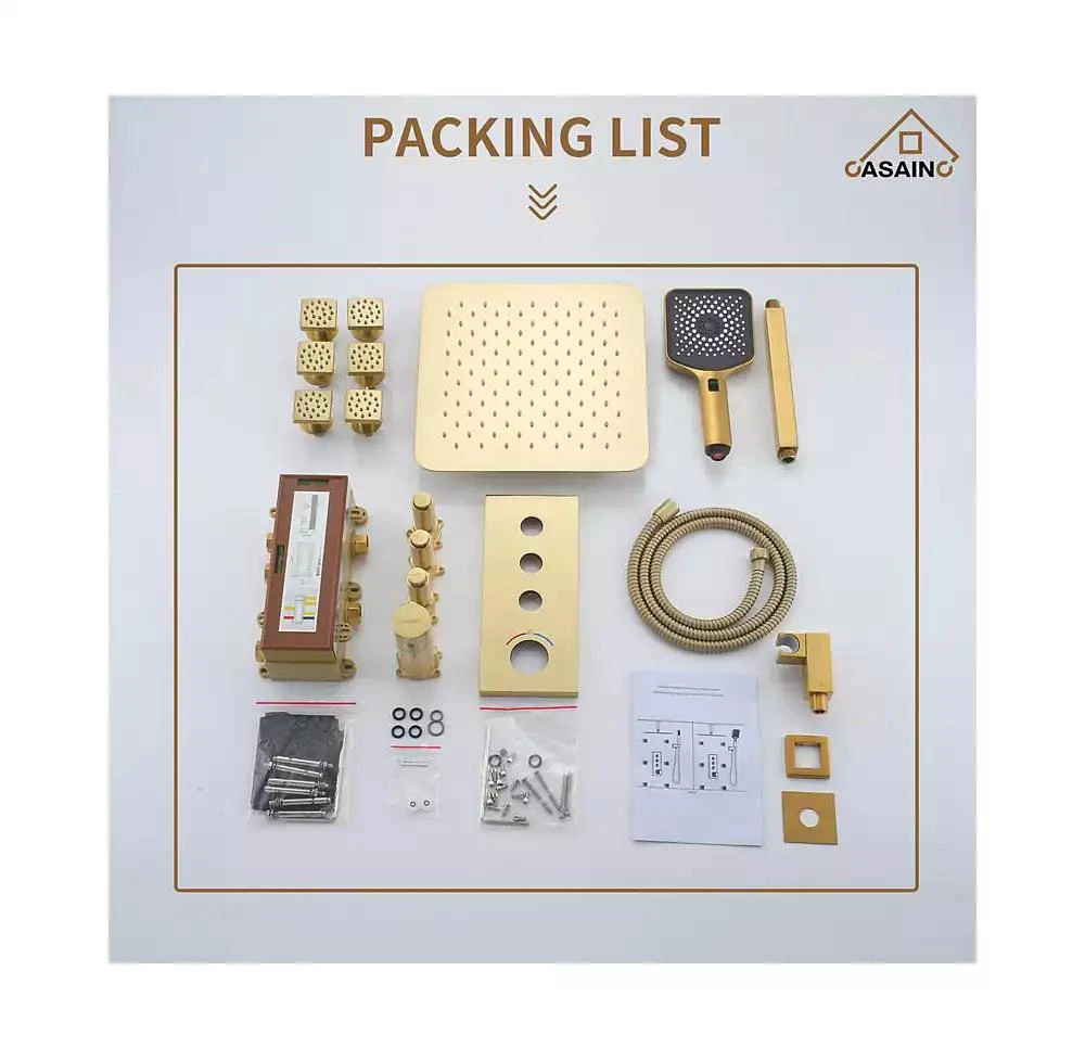 CASAINC 3 Functions 12 Inch Ceiling Mounted Thermostatic Shower System 7