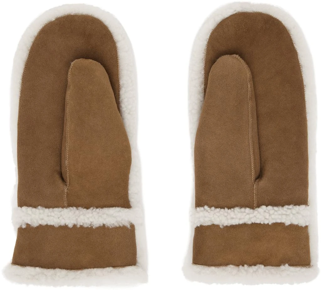Yves Salomon Tan Suede Shearling Mittens 2