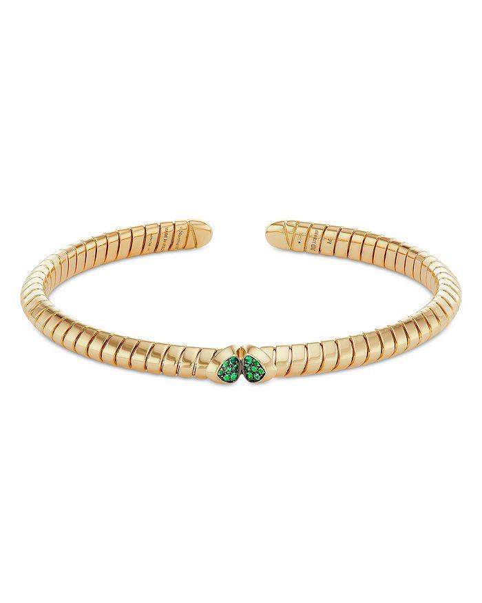 MARINA 18K Yellow Gold Trisolina Emerald Pavé Coil Cuff Bracelet