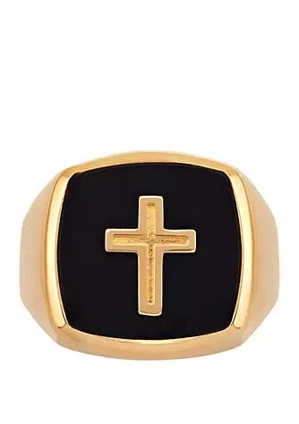 Belk & Co. Co. Cross Onyx Ring In 10K Yellow Gold 1