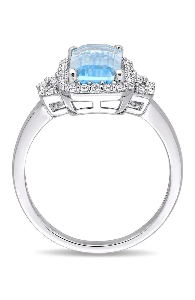 DELMAR Sterling Silver Sky Blue Emerald Cut Topaz 
White Topaz Ring 2