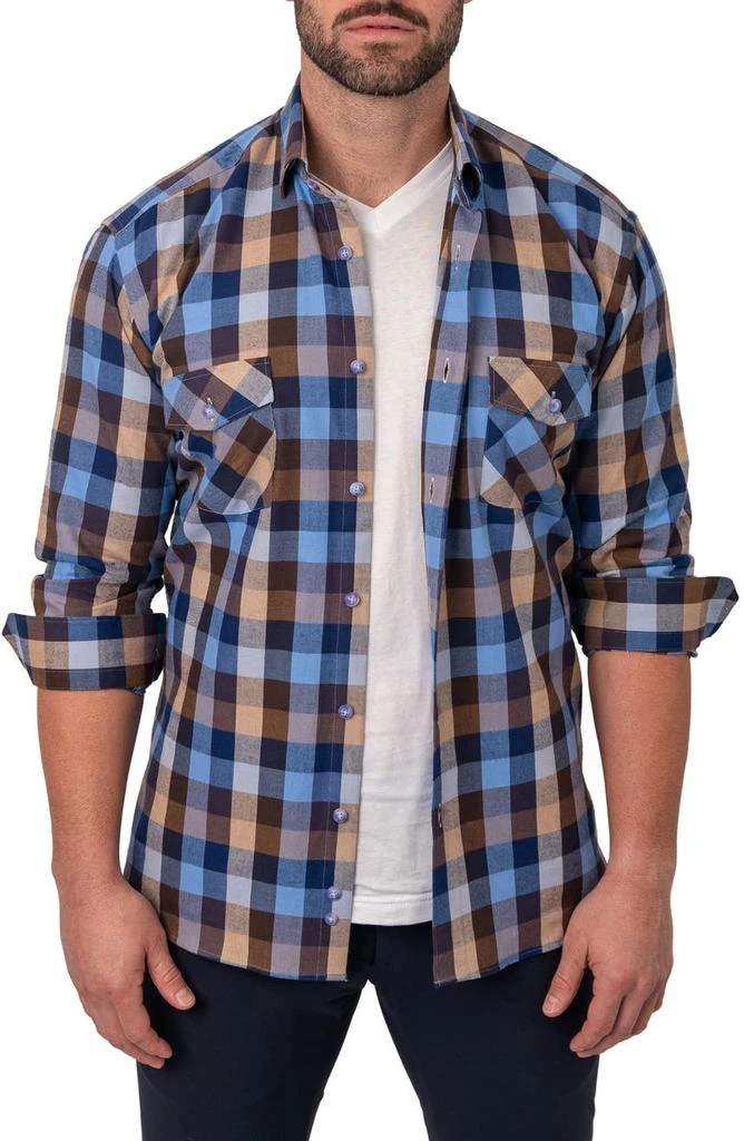 Maceoo Check Embroidered Cotton Flannel Shirt 1