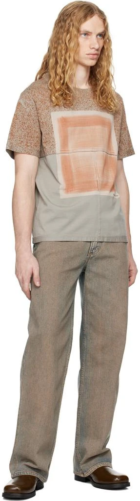 Eckhaus Latta Taupe & Orange Lapped T-shirt 4