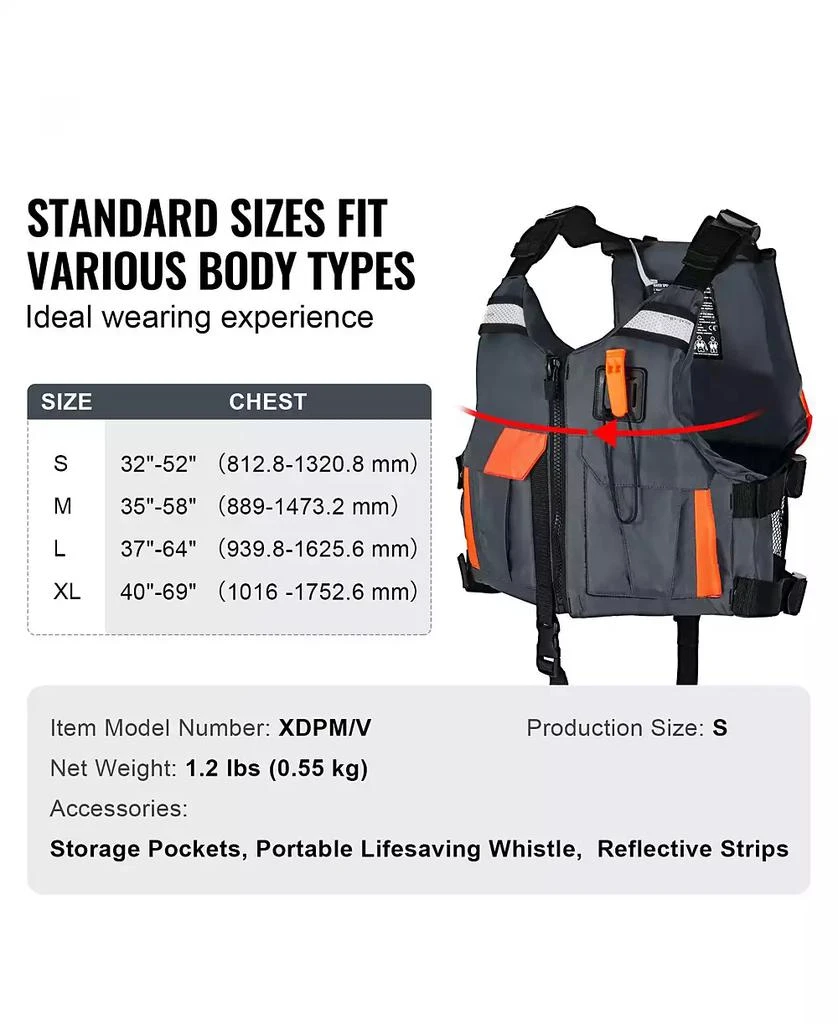 Mecale Life Vest for Watersports (PFD), Waterproof Nylon, 80N Buoyancy, Life Jacket for Fishing Kayaking Surfing, Men and Women 4