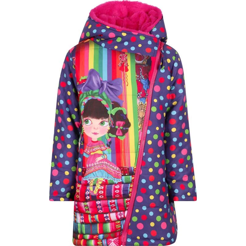 Rosalita Señoritas Dixie girl print anorak with polka dot pattern in purple 2