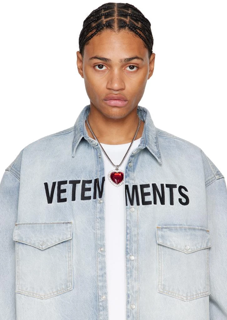 Vetements Silver Crystal Heart Necklace 2