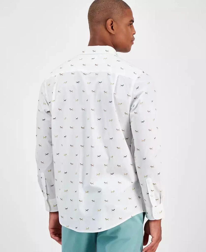 Club Room Men's Hound Dog Print Poplin Long-Sleeve Button-Down Shirt, Exclusively at Macy's 4