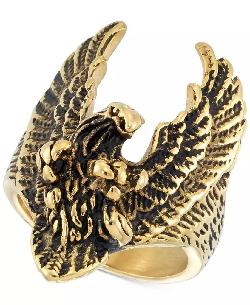 LEGACY for MEN by Simone I. Smith Yellow & Black Ion-Plated Eagle Ring in Stainless Steel 1
