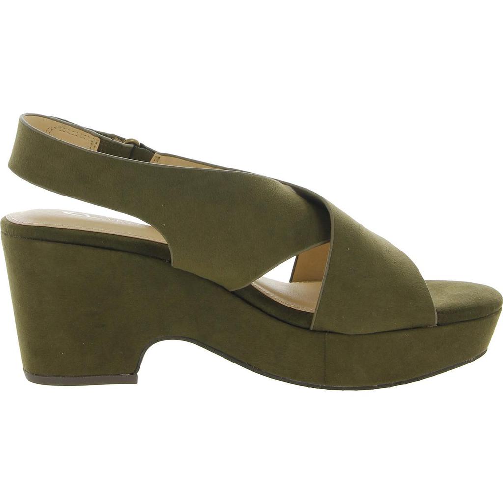 CL By Laundry Capital Womens Faux Suede Block Heel Slingback Sandals