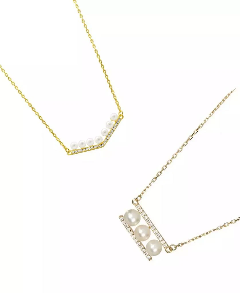 ADORNIA Pearl Gold 2-Piece Bar Necklace Set new arrivals