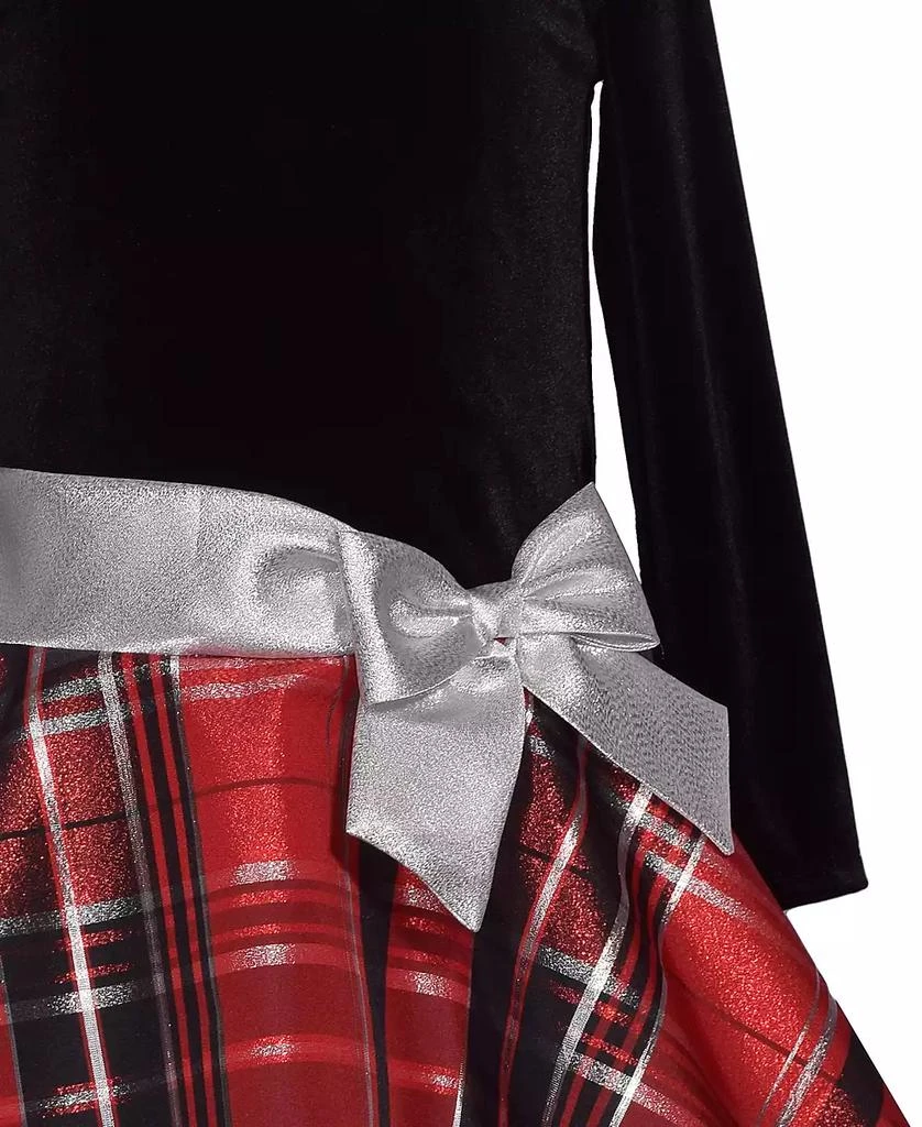 Bonnie Jean Big Girls Plaid Hipster with Side Bow Dress 3