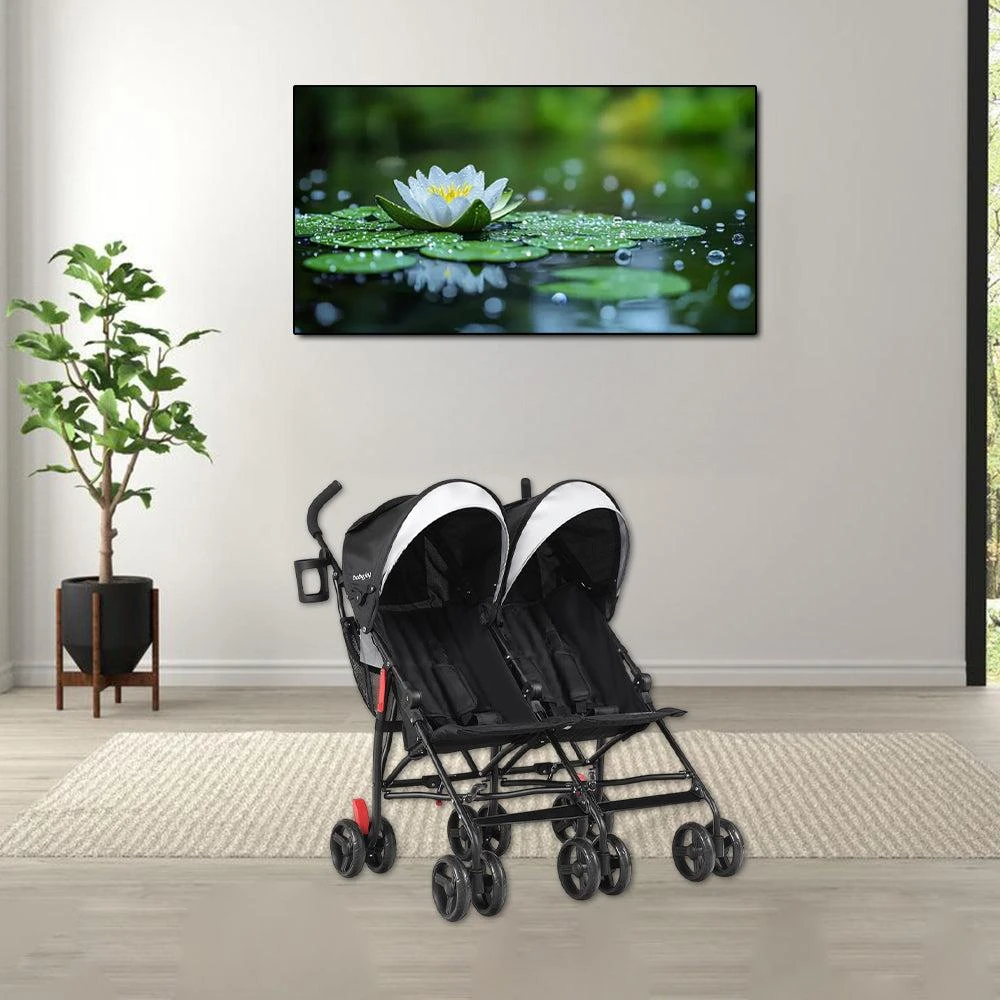 Hivvago Lightweight Foldable Double Stroller for Twins Compact Umbrella Design for Kids 4