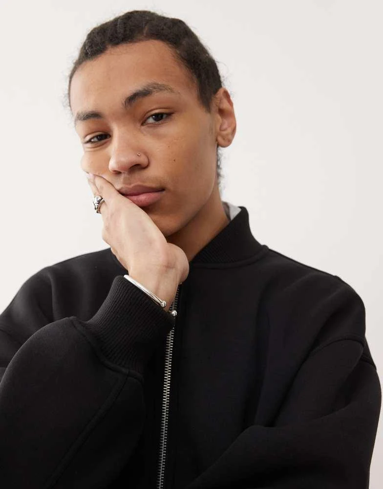 Weekday Weekday Sammy oversized scuba bomber jacket in black 3