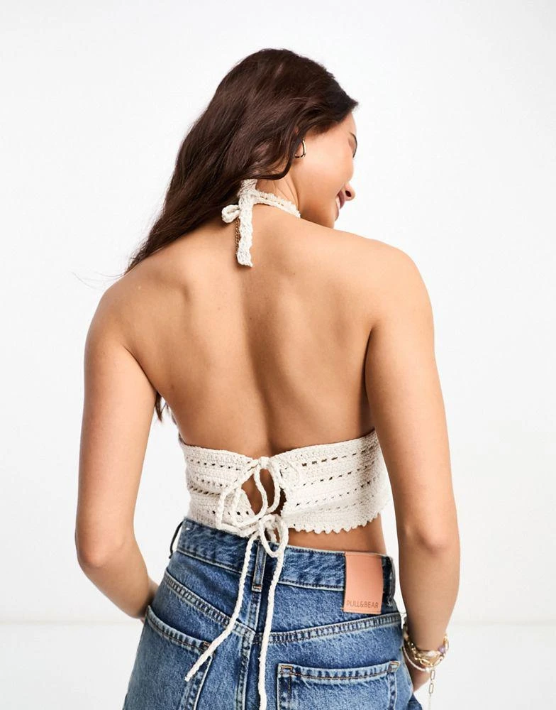 ASOS ASOS DESIGN crochet halter neck top in cream 3