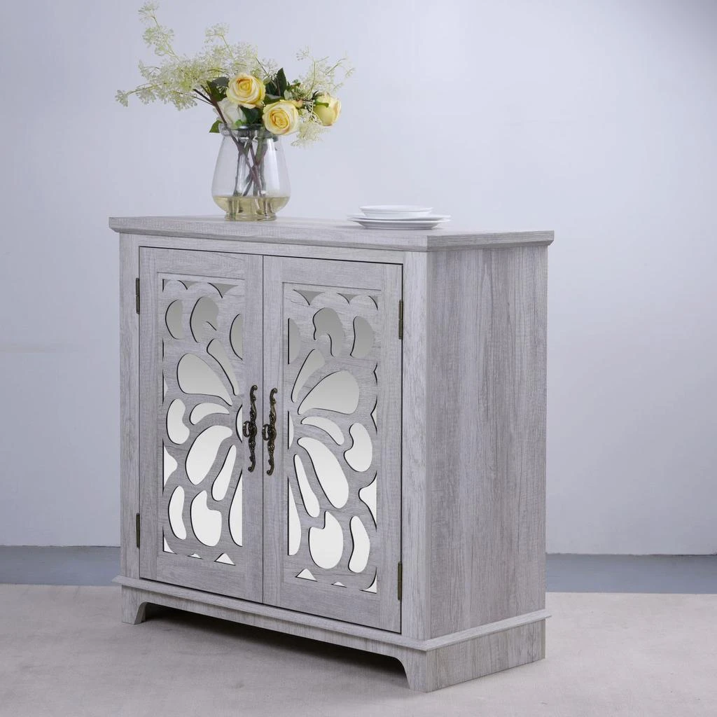 Streamdale Furniture Streamdale Elegant sideboard with 2 acrylic mirrored doors, Gray laminate 
MDF. 3