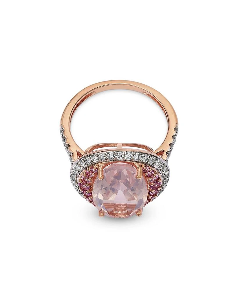 Bloomingdale
s Fine Collection Rose Quartz, Pink Sapphire 
Diamond Halo Ring in 14K Rose Gold 3
