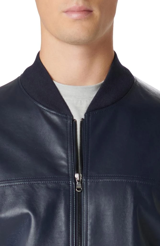 BUGATCHI Leather Front Zip-Up Cotton & Cashmere Cardigan 4