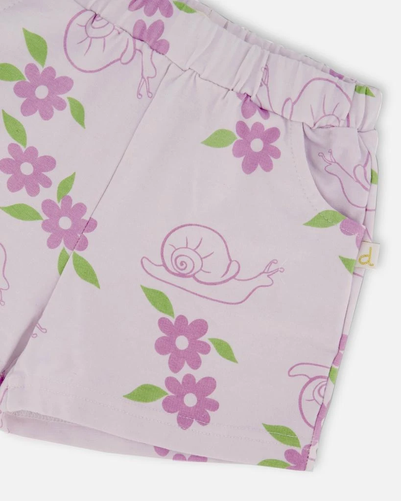 Deux par Deux French Terry Shorts Lilac Snails Print 5