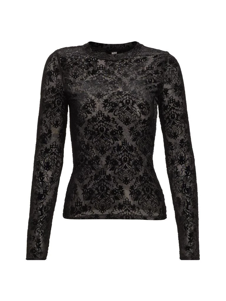 Paige Chelle Velvet Burnout Jacquard Long-Sleeve Top 6