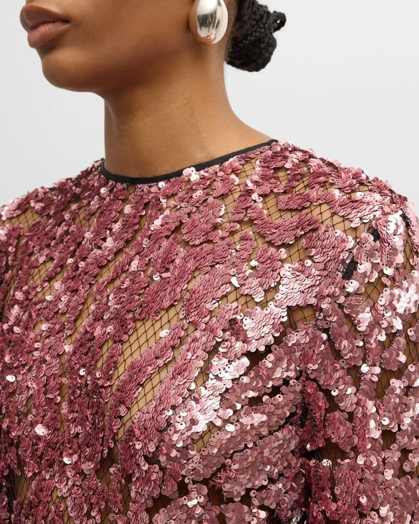 LAPOINTE Sequin Long-Sleeve Mini Shift Dress 7