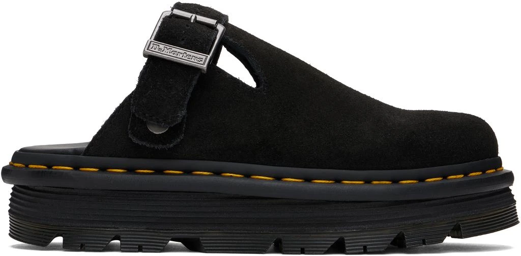 Dr. Martens Black Zebzag Suede Slingback Platform Mules 1