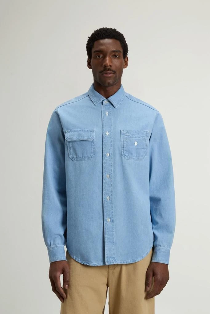 Woolrich Shirt in Lightweight Pure Cotton Denim - Men - Blue