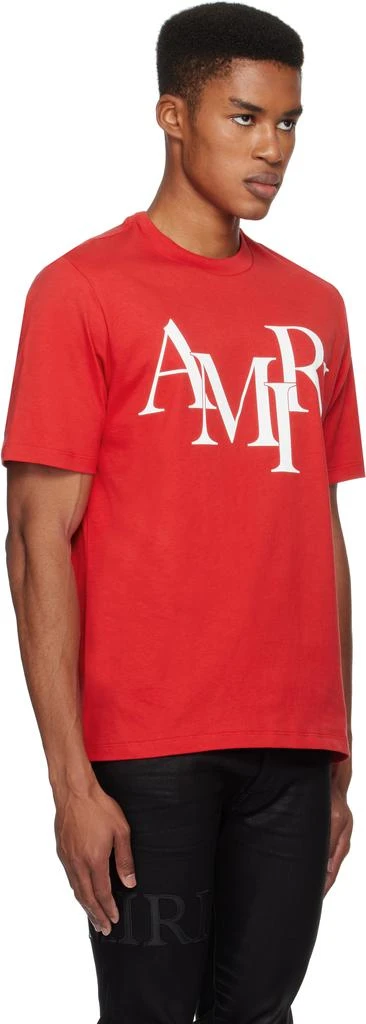 AMIRI Red 'AMIRI' Staggered Logo T-shirt 2