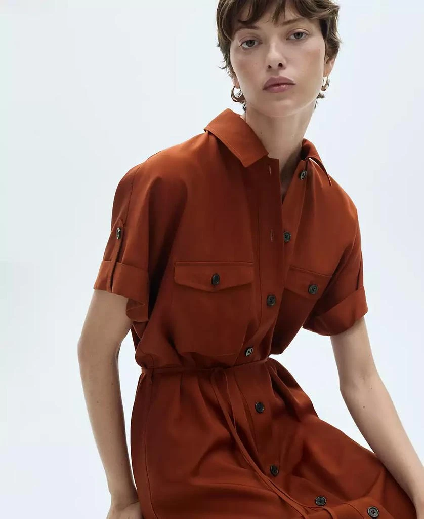 Mango Women's Bow Detail Lyocell Shirt Dress 4
