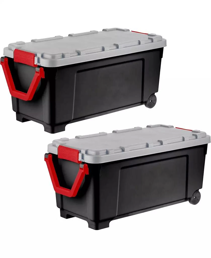 IRIS USA, 43-Gallon, Lockable Storage Trunk Box, Plastic, Black/Gray, 2Pk