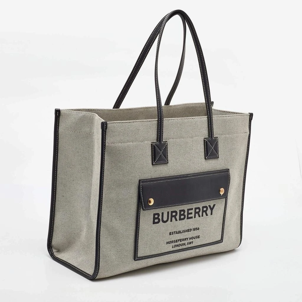 Burberry Burberry Black/Grey Canvas and Leather Medium Freya Tote 3
