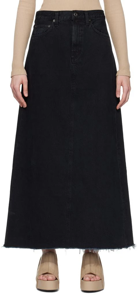 AGOLDE Black Hilla Denim Maxi Skirt 1