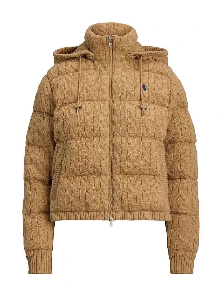 Ralph Lauren Cable-Knit Hooded Down Coat