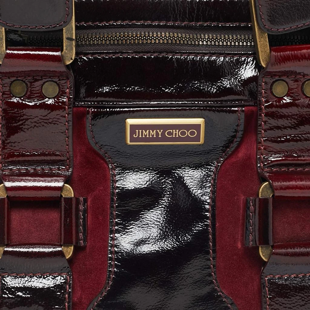 Jimmy Choo Jimmy Choo Burgundy Patent Leather and Suede Malena Satchel 5