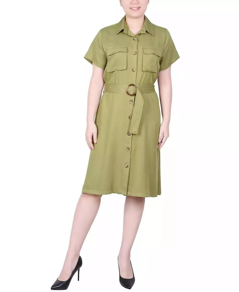 Petite Short Sleeve Safari Style Dress Portabella / PM