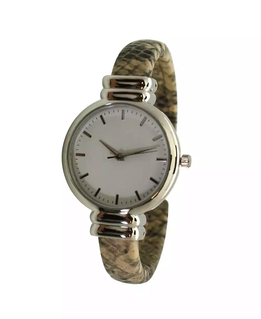 Olivia Pratt Beige Faux Snake Skin Bangle Women Watch