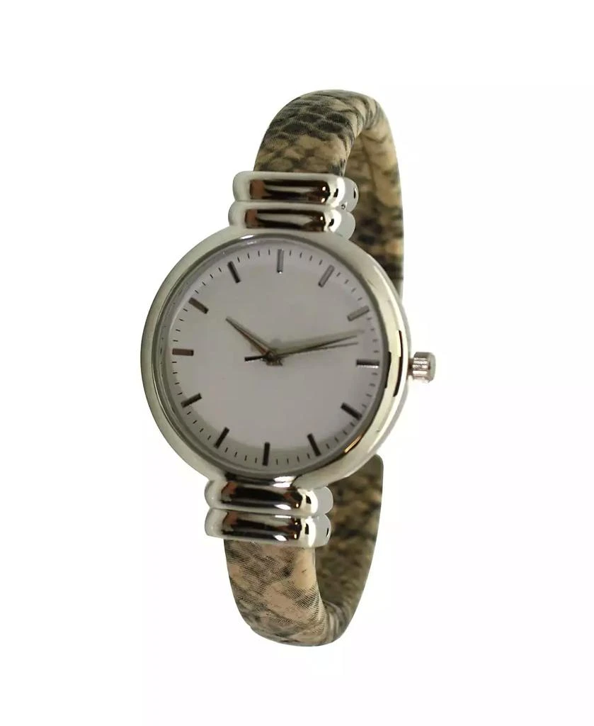Olivia Pratt Beige Faux Snake Skin Bangle Women Watch 1