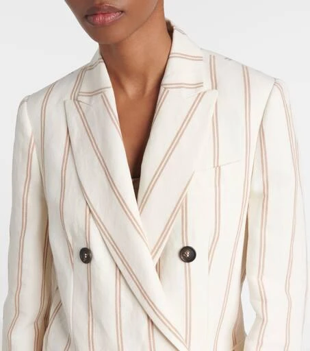 Brunello Cucinelli Striped linen and cotton blazer 4