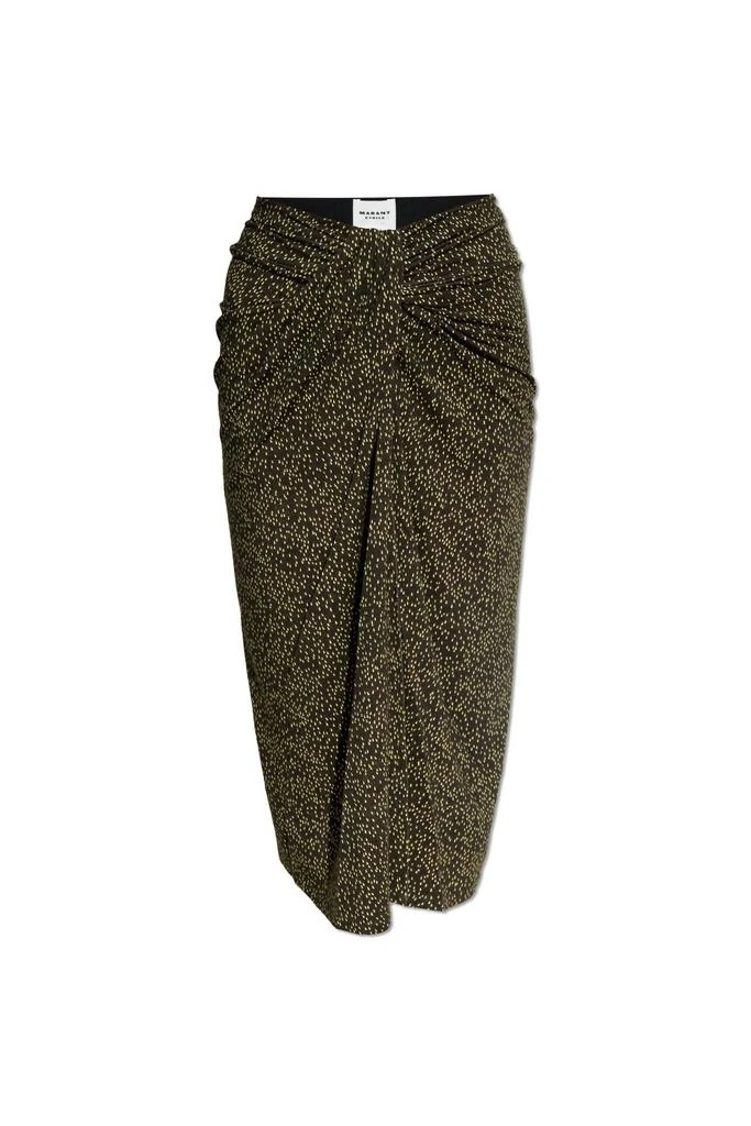 Isabel Marant Jeldia Skirt In Dark Khaki/lime 4