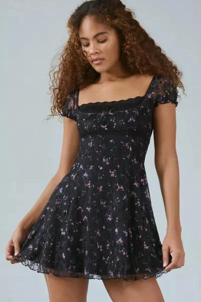 Urban Outfitters UO Rachel Floral Lace Square Neck Babydoll Mini Dress 1